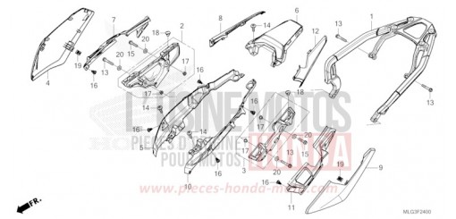 COUVERCLE LATERAL/PORTE-BAGAGE ARRIERE (1) CRF1100DN de 2022